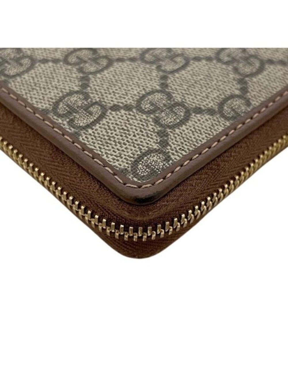 Gucci Zip Around Wallet Beige Brown Horsebit Leather GG Canvas Zipper - Picture 7 of 10